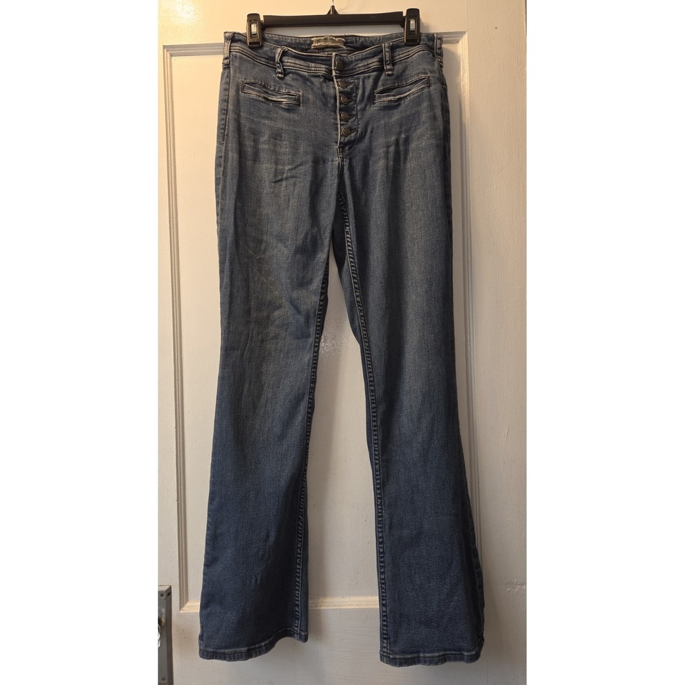 FREE PEOPLE Button Front Bootcut Jeans. 28. High Waisted. Stretch
